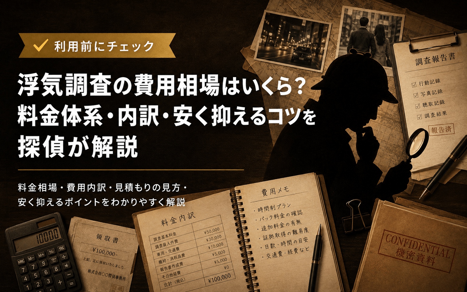 浮気調査の費用相場はいくら？料金体系・内訳・安く抑えるコツを探偵が解説