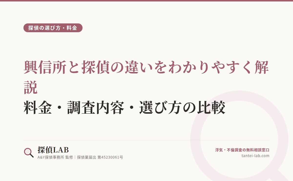 興信所と探偵の違いをわかりやすく解説｜料金・調査内容・選び方の比較